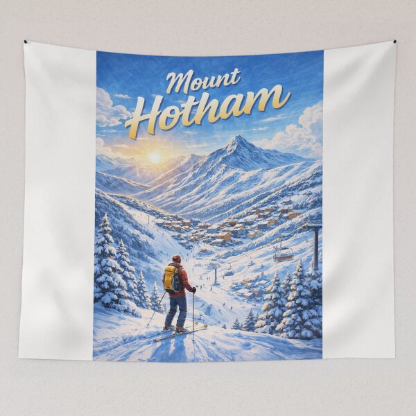 Item preview, Mount Hotham Sunrise with Skier and Victorian Alps Backdrop designed and sold by Places On Earth.