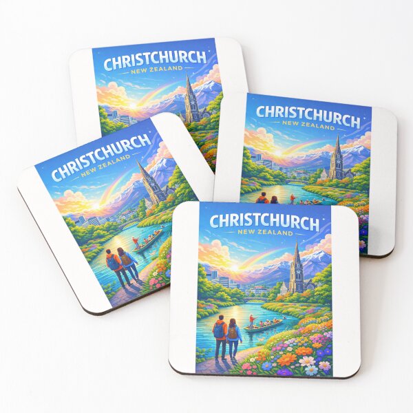 Item preview, Sunset View of Christchurch with Avon River and Christchurch Cathedral designed and sold by Places On Earth.