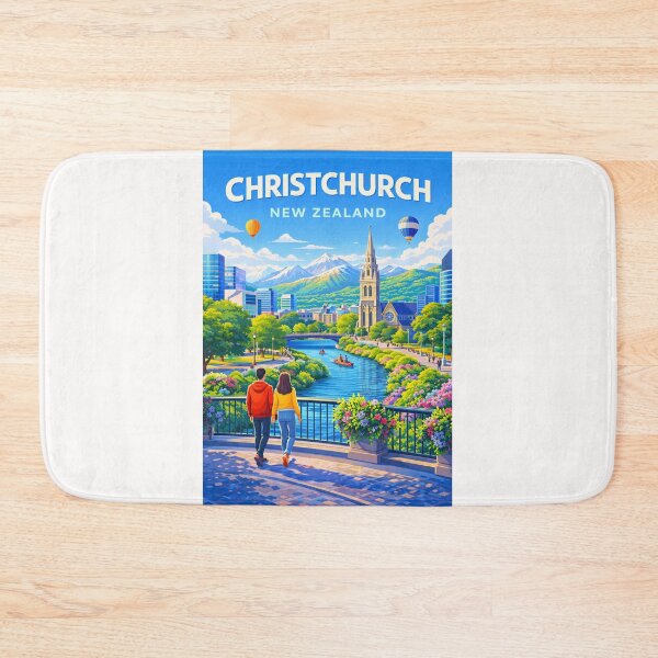 Item preview, Christchurch Skyline with Avon River and Cathedral Square in Spring designed and sold by Places On Earth.