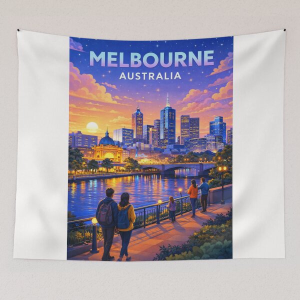 Item preview, Melbourne City Lights at Sunset with Flinders Street Station and Yarra River designed and sold by Places On Earth.