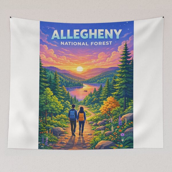 Item preview, Allegheny National Forest Sunset with Hiking Trail and Lake View designed and sold by Places On Earth.