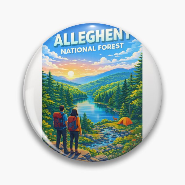 Artikelvorschau, Morgenansicht des Allegheny National Forest mit See, Zelten und Wildtieren entworfen und verkauft von Places On Earth.