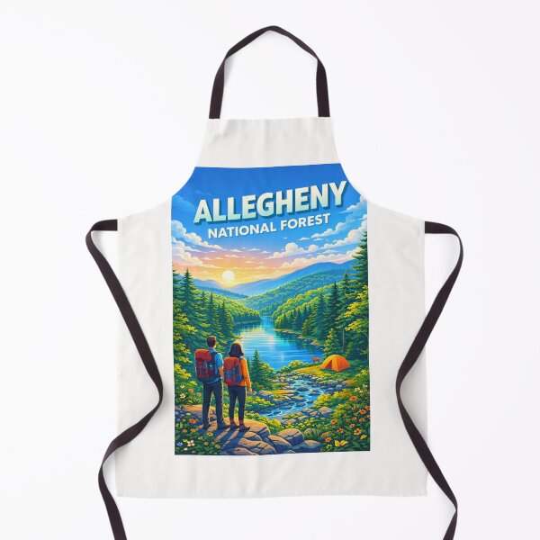 Item preview, Morning View of Allegheny National Forest with Lake, Tents, and Wildlife designed and sold by Places On Earth.