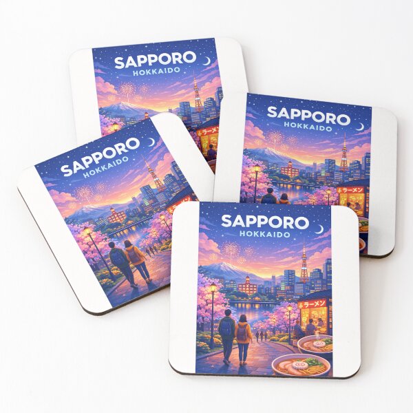 Item preview, Springtime in Sapporo with Cherry Blossoms, Fireworks, and Mount Moiwa designed and sold by Places On Earth.