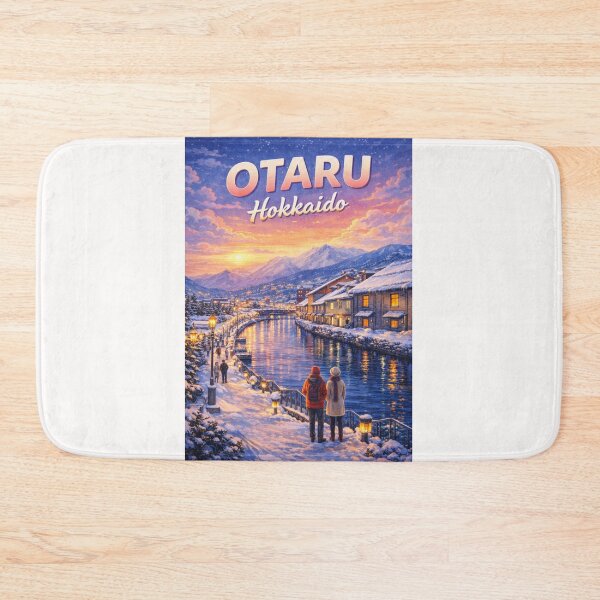 Item preview, Winter Twilight in Otaru with Canal View and Snow-Covered Warehouses designed and sold by Places On Earth.