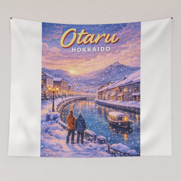 Item preview, Snowfall in Otaru with Boat Ride on Canal and Mount Tengu in View designed and sold by Places On Earth.