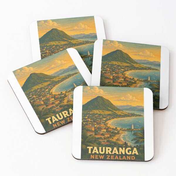 Item preview, Tauranga Bay and Mount Maunganui at Golden Sunset in New Zealand designed and sold by StampMyPassport.