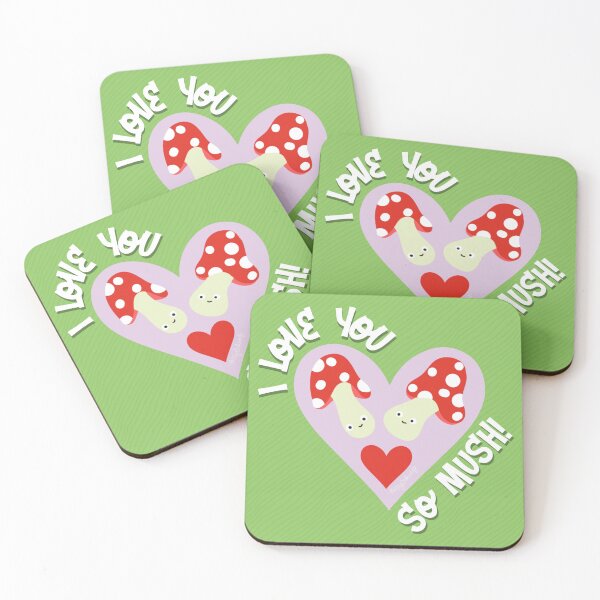 Item preview, I love you so mush! - Mushroom art, valentines, anniversary, boyfriend, girlfriend designed and sold by GlitterCritterD.