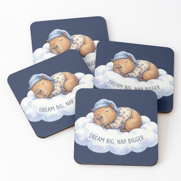Item preview, Dream Big, Nap Bigger Capybara | Cute Watercolor Sleeping Animal on Cloud designed and sold by Pixeloom Store.
