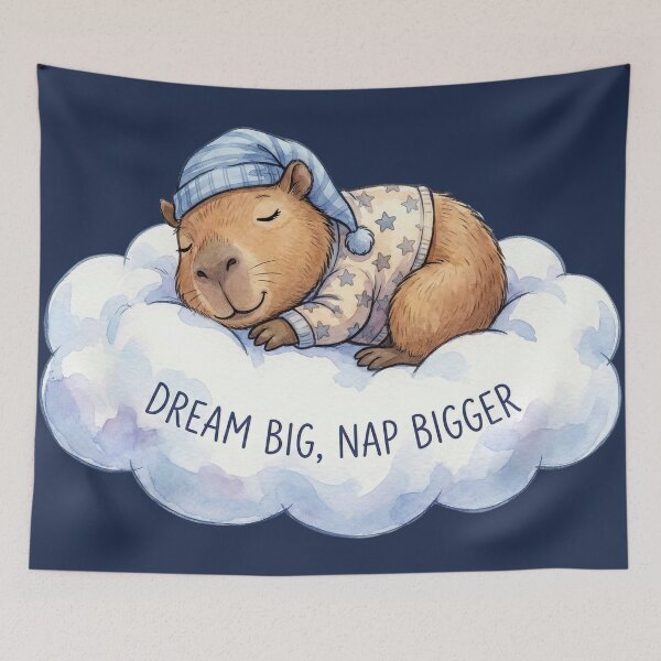 Item preview, Dream Big, Nap Bigger Capybara | Cute Watercolor Sleeping Animal on Cloud designed and sold by Pixeloom Store.