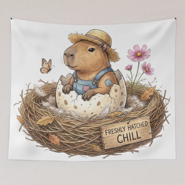 Item preview, Freshly Hatched Chill | Cute Baby Capybara in Egg Watercolor designed and sold by Pixeloom Store.