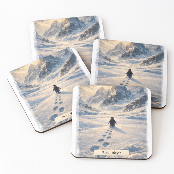 Item preview, but why? lonely penguin walking towards the mountain designed and sold by Mighty-Blue.