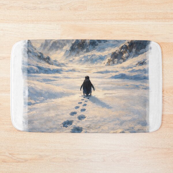 Item preview, but why? lonely penguin walking towards the mountain designed and sold by Mighty-Blue.