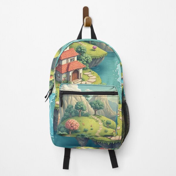 Item preview, Fantasy Floating Islands Village – Dreamy Cottage Landscape Art designed and sold by creativecartstudio.