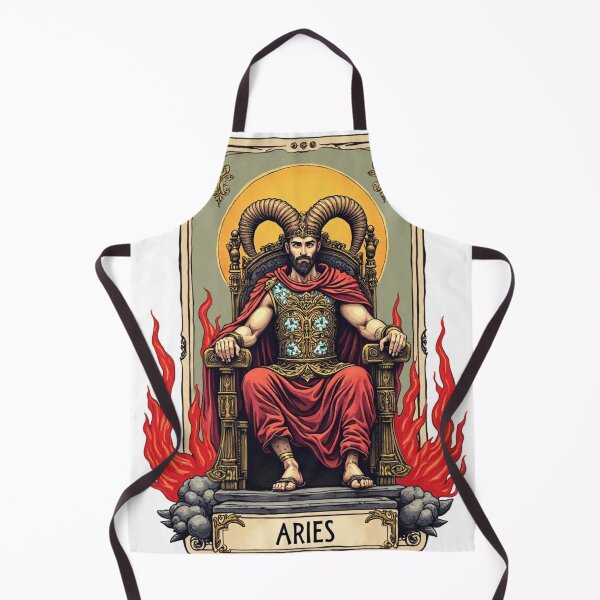Artikelvorschau, Tarot-Kunst: Widder-König – Kraftvolle Feuerzeichen-Illustration entworfen und verkauft von creativecartstudio.