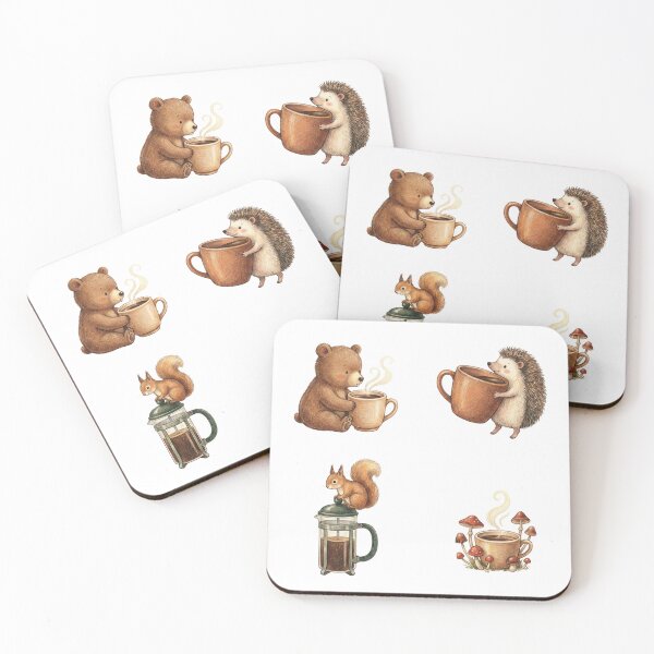 Item preview, Whimsical Forest Creatures Coffee & Tea Illustration Set designed and sold by NonditStudio.