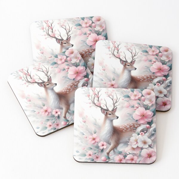 Item preview, Floral Antler Deer in Soft Blossom Fantasy designed and sold by Chic_Clip_Craft.