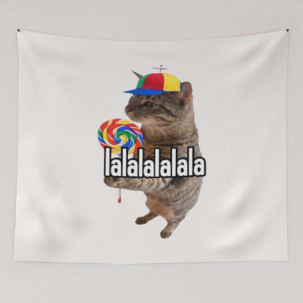 Item preview, Lalalala Funny Silly Cat with Lollipop Meme Men Women designed and sold by ArleneRowe.