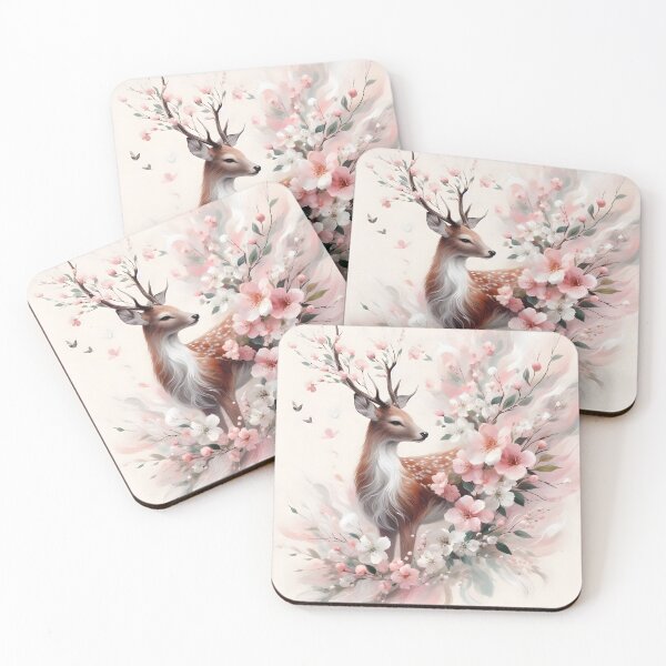 Item preview, Whimsical Deer Surrounded by Blooming Petals designed and sold by Chic_Clip_Craft.