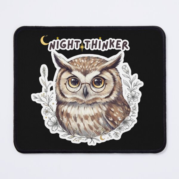 Item preview, Night Thinker Owl – Cozy Aesthetic Illustration designed and sold by LittleLoopArt.