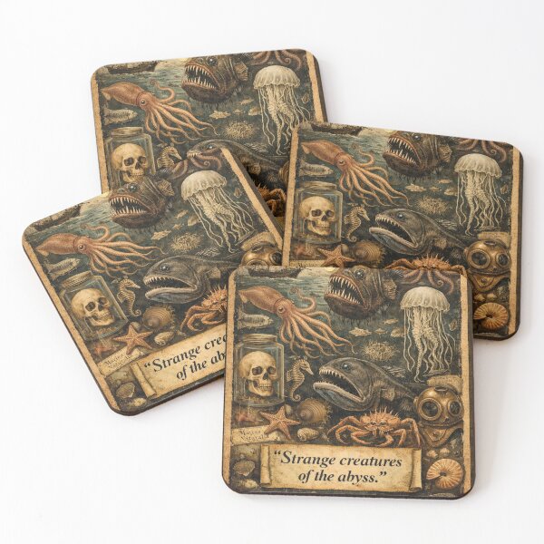 Item preview, Strange Creatures of the Abyss – Deep Sea Vintage Collage designed and sold by Mauswohn.
