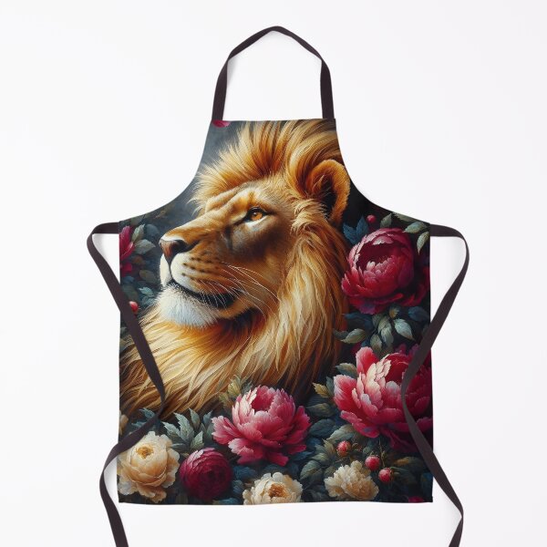 Item preview, Majestic Lion Amid Crimson Peonies designed and sold by Chic_Clip_Craft.