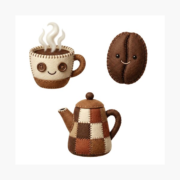 Item preview, Adorable Handcrafted Felt Coffee and Tea Plushie Set designed and sold by NonditStudio.