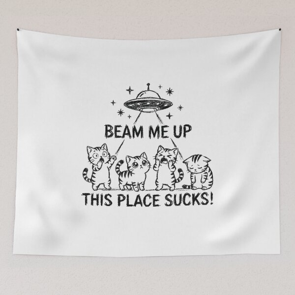 Item preview, Beam Me Up Cat UFO designed and sold by AdyKurniawan.