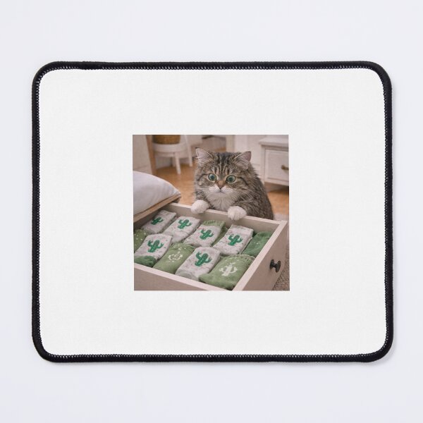 Item preview, Cat Sorting Green Socks in a Cozy Drawer designed and sold by LovelyCatGalaxy.