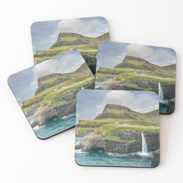 Item preview, Cliffs by the sea with waterfall – nature photography designed and sold by Mauswohn.
