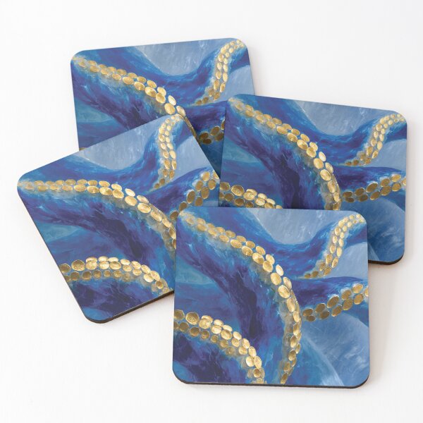 Item preview, Abstract Blue Octopus Tentacles Golden Art designed and sold by DGtaLrtcom.
