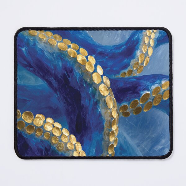 Item preview, Abstract Blue Octopus Tentacles Golden Art designed and sold by DGtaLrtcom.