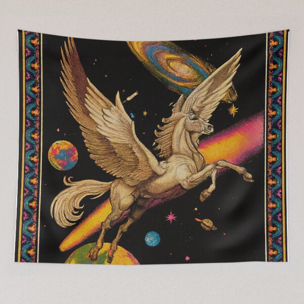 Item preview, Pegasus Galaxy Flight Tapestry – Winged Steed in Outer Space designed and sold by LuxuryApparels.