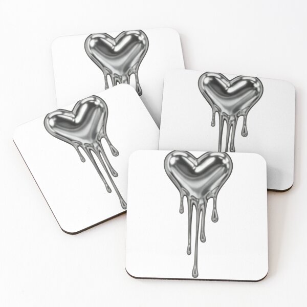 Item preview, Silver Melting Heart Chrome Drip Sticker designed and sold by ZyVoAli.
