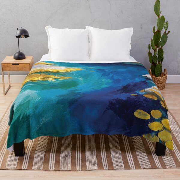 Item preview, Abstract Blue River Gold Texture Impasto Art designed and sold by DGtaLrtcom.