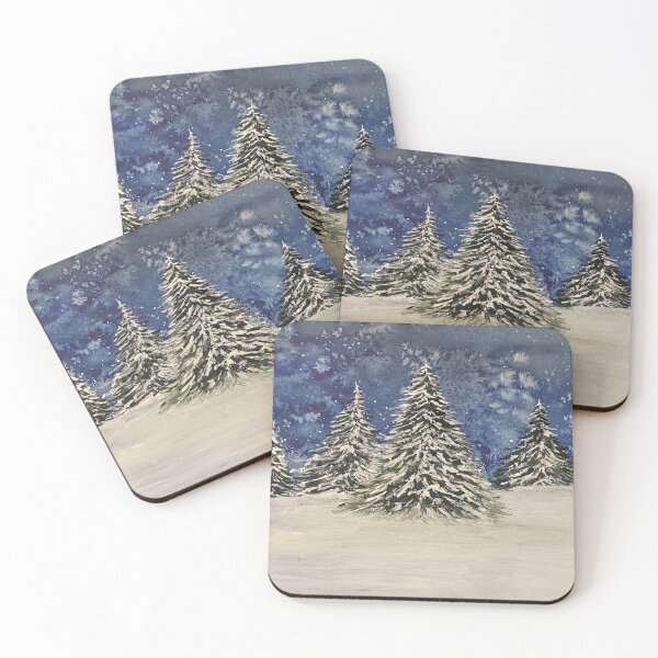 Item preview, Snowy Trees at Night designed and sold by Lisa Neuman Watercolors.