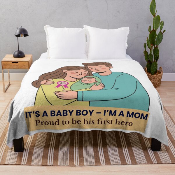 Item preview, It’s a Baby Boy – I’m a Mom | New Mother Quote Art | Baby Boy Gift Design designed and sold by H J Creatives.