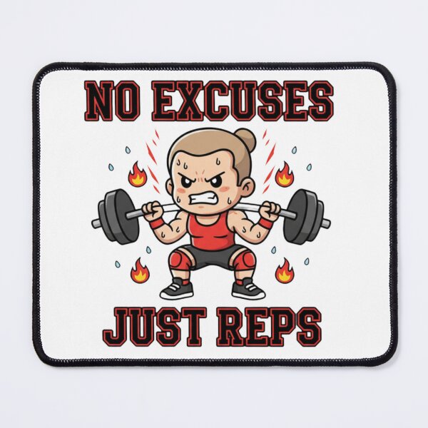 Item preview, No Excuses Just Reps Gym Motivation Cartoon | Hardcore Fitness Workout Illustration for Digital Products designed and sold by CozyPops.