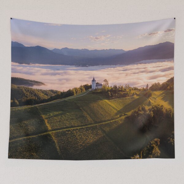 Item preview, Church above the sea of fog – Magical mountain landscape photography designed and sold by Mauswohn.