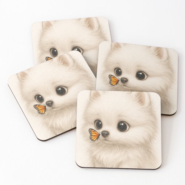 Item preview, Cute Pomeranian Puppy with Butterfly – Soft Dog Art designed and sold by Darlin8888.
