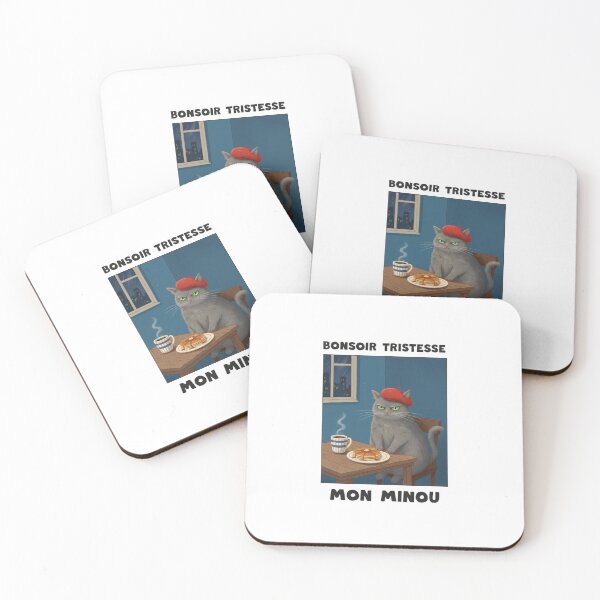 Item preview, Bonsoir Tristesse Mon Minou: Grumpy French Cat Illustration | Moody designed and sold by Colorful-Garden.