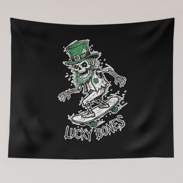 Item preview, Lucky Bones – Skateboarding Skeleton Leprechaun Street Art designed and sold by cr6zym1nd.