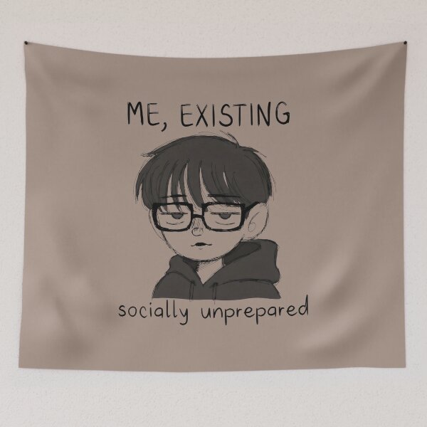 Item preview, Socially Unprepared Tired Person Existing Sketch designed and sold by SplashTastic.
