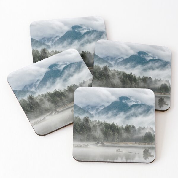 Item preview, Mystical mountain lake in the fog – Dark forest idyll designed and sold by Mauswohn.