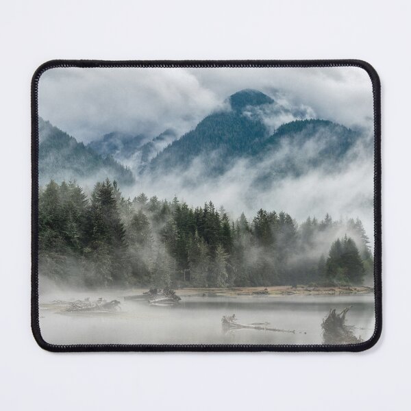 Item preview, Mystical mountain lake in the fog – Dark forest idyll designed and sold by Mauswohn.