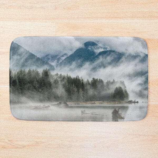 Item preview, Mystical mountain lake in the fog – Dark forest idyll designed and sold by Mauswohn.