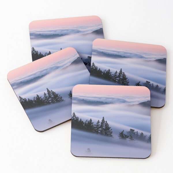 Item preview, Sea of fog in the fir forest – Mystical natural landscape at dusk designed and sold by Mauswohn.