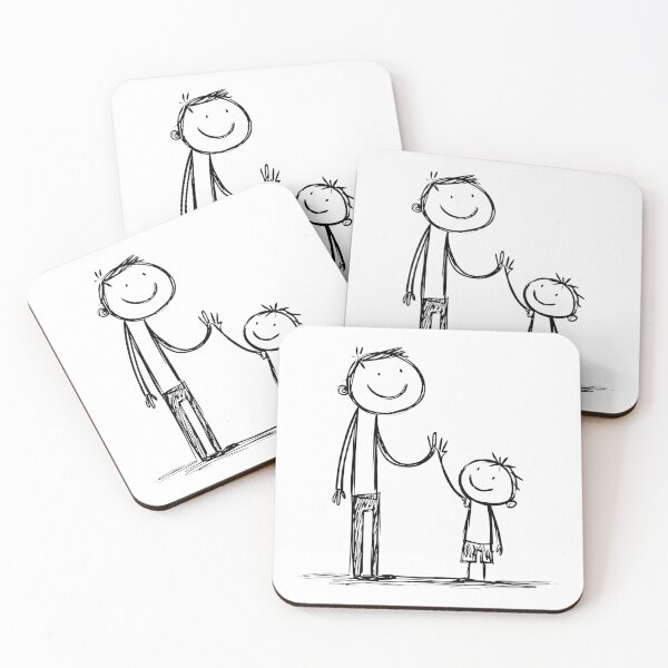 Item preview, Father and Son Line Art – Minimal Hand Drawn Family Illustration designed and sold by VilnaArtPrints.