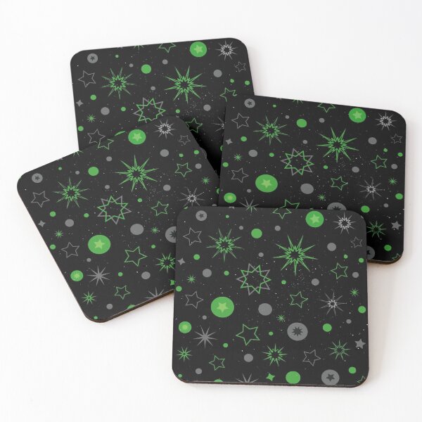 Item preview, Green Neon Stars and Cosmic Galaxy Y2K Space Pattern designed and sold by T-I-D-E.