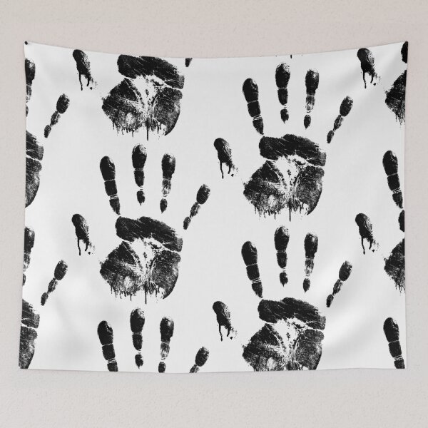 Item preview, Dark Handprint – Grunge Black Forensic Style Design designed and sold by VilnaArtPrints.